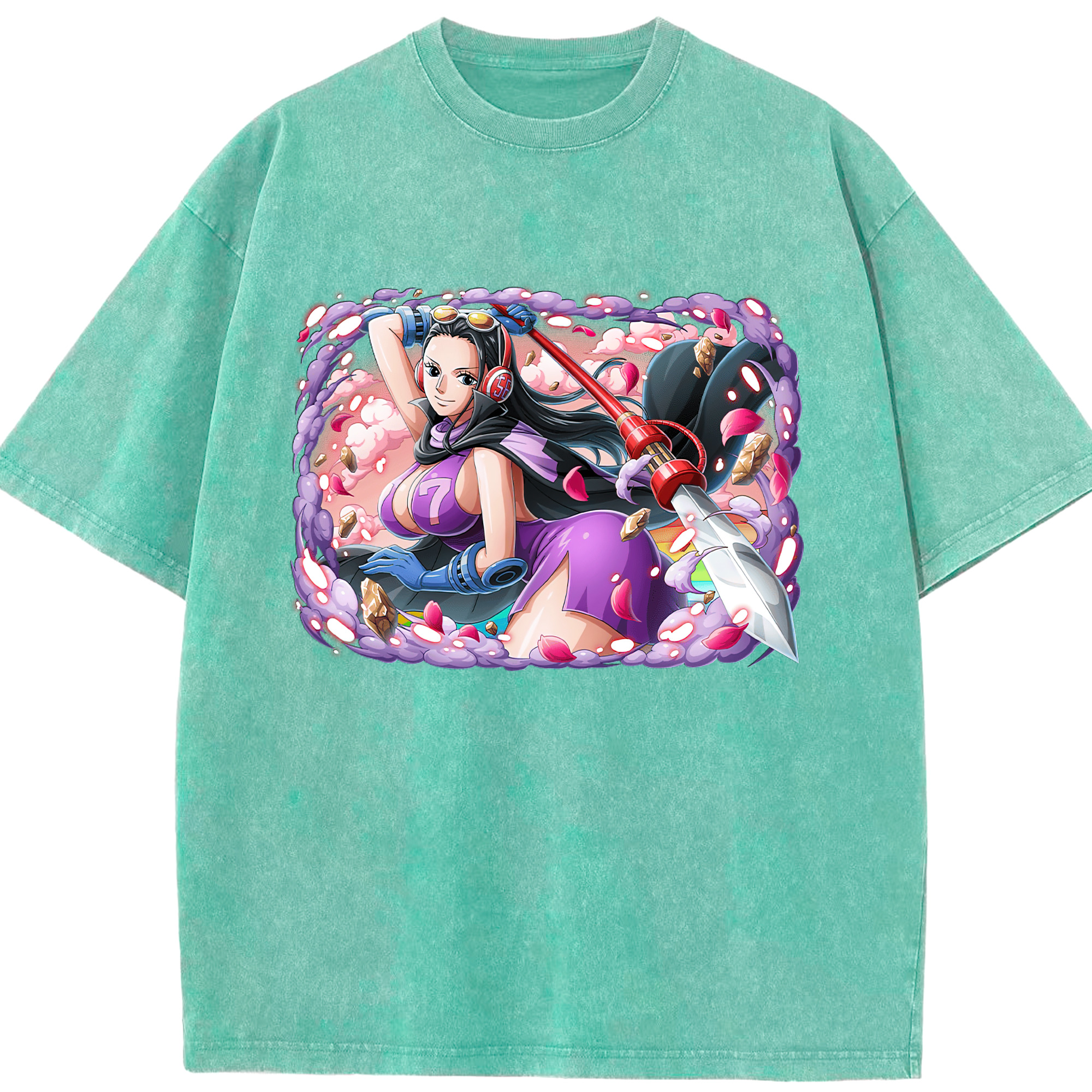 ワンピース ニコ・ロビン ONE PIECE Nico Robin 綿100% ヴィンテージ風 半袖Tシャツ（フロントプリント）